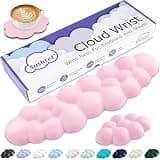 Sushret Cloud Wrist Rest Keyboard, Cloud Keyboard Wrist Pad Set with PU Leather Memory Foam, Cute Arm Rest for Palm Support, PC/Gaming Desk Accessories/Office Setup/Computer Hand Cushion - Pink