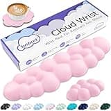 Sushret Cloud Wrist Rest Keyboard, Cloud Keyboard Wrist Pad Set with PU Leather Memory Foam, Cute Arm Rest for Palm Support, PC/Gaming Desk Accessories/Office Setup/Computer Hand Cushion - Pink