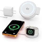 2 in 1 Magnetic Wireless Charger, Qi2 25W Fast Charging Travel Station Pad Compatible with MagSafe for iPhone Air/17/16/15/14/13/12, 5W for Apple Watch, AirPods 4/3/2/Pro