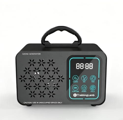 198,000mg/h Smart Ozone Generator Machine with Negative Ion, Triple Side Vents for Enhanced Airflow - Faster & Wider Ozone Odor Eliminator Ozonator for Home Car House Pets, Black