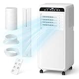 Erivess 10,000 BTU Portable Air Conditioner, 3 in 1 AC Unit with Built-in Cool, Dehumidifier & Fan Modes for Room up to 500 sq.ft, with Remote Control, 24 Hour Timer, Installation Kits