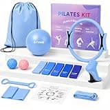 BYYNNE Home Pilates Kit for Women - 14 Pcs Pilates Equipment Set with Pilates Ring and Ball, 5 Resistance Bands Etc Accessories for Beginners Home Workouts - Includes Workout Guide (Blue)