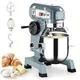 FinerFurnis Heavy Duty Commercial Stand Mixer, 1250W, Stainless Steel Bowl, 3 Speeds, Dough Hook, Whisk, Beater, Safety Guard, Ideal for Bakeries, Pizzerias, Restaurants, Schools – 30QT