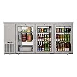 Pemberly Row 72" Back Bar Cooler Refrigerator, 3 Glass Doors, 18.3 Cu. Ft. Capacity, Stainless Steel Finish, Adjustable Shelves, LED Lighting, Digital Temperature Control, Freestanding Commercial