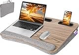 Lap Desk Laptop Bed Table: Home Office Portable Computer Lapdesk with Soft Cushion and Storage Bag - Wood Wide Writing Padded Tray for Work on Couch - Fits up to 17 Inch Laptop
