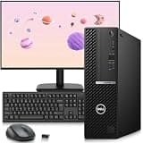 Dell OptiPLex 7080 SFF Desktop PC, Intel Core i5-10500 10th Gen, 16GB DDR4 RAM, 128GB SSD, 500GB HDD, 24" Monitor, Wireless Keyboard & Mouse, Wi-Fi, Home & Office Computer, Windows 11 Pro (Renewed)