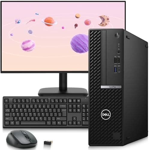 Dell OptiPlex 5080 SFF Desktop Computer – Intel Core i7-10700 10th Gen – 16GB DDR4 RAM – 256GB SSD – 24" Monitor - Wireless Keyboard & Mouse – Built-in WiFi – Business PC – Windows 11 Pro (Renewed)