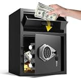 ANXINWEI 3.0 Cuft Depository Safe for Business, Cash Drop Safe with Anti-Fishing Slot, Digital Keypad, Emergency Key, Smart Alarm, Heavy Duty Money Safe for Office Home Store