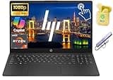 HP Touchscreen 15.6" FHD Business Laptop Computer, 8-core AMD Ryzen 7 Processor, Windows 11 Pro 16GB RAM 512GB Storage (256GB SSD+256GB Docking Set), AI Copilot Ready, NLY Earphones, Black