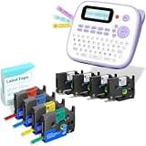 EazeID Label Maker Machine with Color Tapes 8PK Bundle 12mm 0.47 Laminated, Label Maker Waterproof-Labels, Portable D210S Labeler, Wireless Labeling Machine for Jars Bottle School Supplies