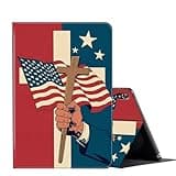 Case for iPad (A16) 11th Generation 11 Inch (2025) & iPad 10th Generation 10.9 Inch (2022),Slim PU Leather Adjustable Multi-Angle Stand Cover with Auto Sleep/Wake -Christian Cross American Flag