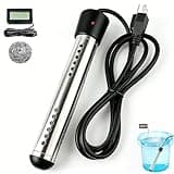 Immersion Water Heater Portable 2000W, with Stainless Steel Guard & Digital Thermometer,Fast Heating for Buckets, Bathtubs, Inflatable Pools,Travel & Home Use