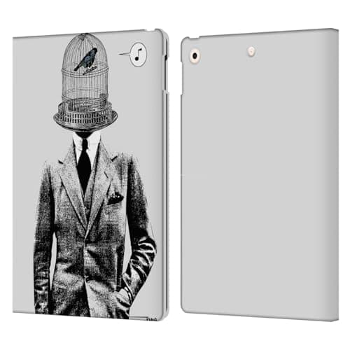 Head Case Designs Officially Licensed LouiJoverArt Plumage Black and White Leather Wallet Case Compatible with Apple iPad 10.2 2019/2020/2021
