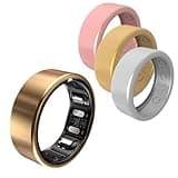 QALO QRNT Slim Smart Ring & 5-Pack Silicone Cover Bundle - Fitness Tracker for Sleep, HRV & Women's Health - Waterproof Snug Fit Size 8 - No Subscription - Gold, Rose Gold & Silver Protection Skins