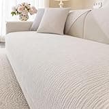 Aucrovee Soft Waterproof Chenille Cover Washable, Non Slip Sectional Sofa Covers for 3 Cushion Couch Sofa L Sharped Sofa Slipcover for Pets, Furniture Protector (1 PCS 36"x82" White)