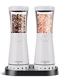 Electric Salt and Pepper Grinder Set with Storage Base, Stainless Steel Rechargeable Salt and Pepper Grinder Set with 4.5 oz Large Capacity, 1.8" Wide Mouth, Adjustable Coarseness, Ideal for Kitchen