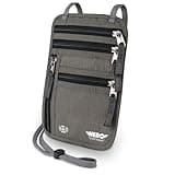 HERO Neck Wallet - RFID Blocking Passport Holder, Easy to Conceal Travel Pouch (Army Grey)