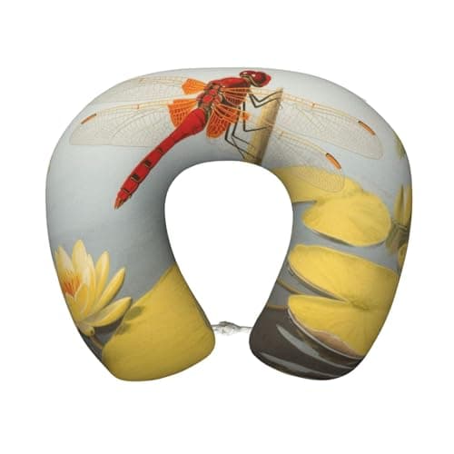 VstaDank Dragonflies Neck Pillow for Airplanes,Comfortable U Shape Memory Foam Pillows Neck and Head Support Portable Travel Neck Pillows for Car, Home, Flight Pillow for Sleeping