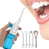 Portable Oral Irrigator Water Flosser Dental Water Toothbrush Toothpick Nasal Irrigator Implement Teeth Cleaner Oral Hygiene flossers for Home Travel with 5pcs Nozzles (Nozzle and Tongue Scraper)