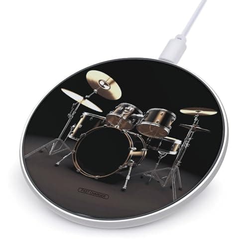 Cool Drum Set Wireless Charger Portable 10W Fast Wireless Charging Pad Compatible with Phone Ultra-Thin Charging Station Lightweight Charger Mat for Travel Home Office Desk