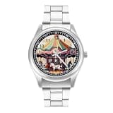 FodPand Analog Men Stainless Steel Band Watch Big Face Silver Wristwatch