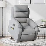 HBFDSFG Electric Stand up Massage Recliner Chair with Power Lift and 6 Massage Points for Elderly, Light Gray Fabric