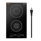 VEVOR Induction Cooktop 12inch 2 Burners Built-in Electric Stove 110V 1800W, Countertop Induction Burner, with 9 Power Levels, LED Touch Screen, Ceramic Glass Surface, Child Lock, for Kitchen, RV