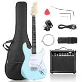 Ktaxon Full-Size Electric Guitar Beginner SSS Pickups with 20W Amp Blue