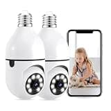 Light Bulb Security Camera Full Color Night Vision, 360° Motion Detection Auto Tracking, 2-Way Audio, Easy Install to E27 Socket, App Remote Access for Indoor Home Baby Pet Office Surveillance 2pack
