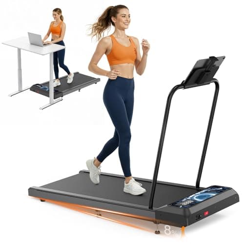 HCOIW Walking with Incline Pad and Handle Bar, 3 in 1 Mini Walking Machine, 2.5HP Low Noise Treadmill for Home with Remote Control, Treadmill with Handle Bar, 270lbs Capacity