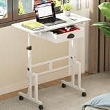 Cidaziya Adjustable Height Standing Desk for Walking Pad Treadmill, Portable Rolling Desk for Laptop with Drawer, Small Moblie Sit to Stand Desk On Wheels with Stiffener for Home Office Dorm Bedroom
