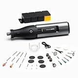 HOTO 12V Cordless Rotary Tool Kit, 35000 RPM Powerful Brushless Motor, Variable Speed, 3000mAh & LED Light, 37 Premium Accessories for 3D Printing Sanding, Polishing, Carving, Drilling& DIY Crafts