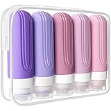 CHEODIN Travel Bottles for Toiletries, 5 Pack TSA Approved Travel Size Containers, 3oz Leak Proof Refillable Travel Accessories for Shampoo Conditioner, BPA Free Travel Bottles with Toiletry Bag