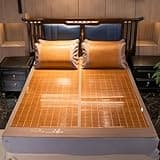 FCHZJCZYT Summer Bamboo Sleeping Mat, Summer Sleeping Cool Ice Silk Bed, Foldable Double Sided Bamboo Mat for Bed, Bamboo Sleeping Mat for Home School Dormitory,Brownb,0.9 * 1.9m/2.9 * 6.2ft
