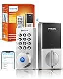 Philips Wi-Fi Door Lock, WiFi Smart Lock Keyless Entry Deadbolt for Front Door, Remote Control, Built-in WiFi, APP Fingerprint Passcode Unlock, Auto Locking