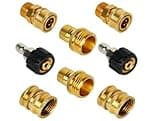 Pressure Washer Quick Connect Kit, M22 to 3/8" Quick Connect, Pressure Washer Adapter Set, M22 14mm Quick Connect Swivel Fittings, 3/4" to Quick Release (Brass)