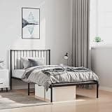 VGLQNRPT Metal Bed Frame 39.4x78.7 inch Twin Size Platform Bed Base with Headboard, Heavy Duty Steel Slatted Foundation, No Box Spring Needed, Black