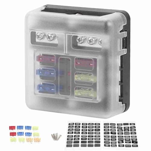 6 - Way Blade Holder Box, Universal Car Block with Negative Bus and LED Indicator, 12-36V Automotive Case for Vehicle Electrical System Protection
