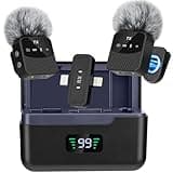 YUANRAN Mini Wireless Lavalier Microphone for iPhone/Android/Tablets,Magnetic Mini Mic with Noise Reduction, 25H Battery Life with Charging Case, Lapel Microphone Wireless for Video Recording Podcast
