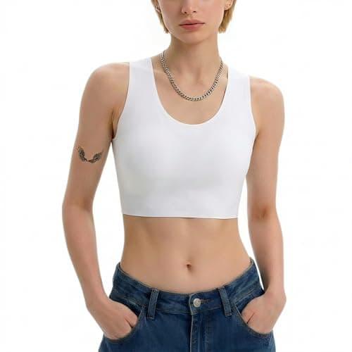 Black Cherry Seamless Chest Binder - FTM Transgender Compression Vest, Breathable, Invisible Tomboy Binder Top (XX-Large, White)