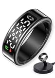 BSWEIT Smart Ring with LED Display,Fitness Tracker Ring, IP68 Waterproof Health Tracker Ring, Blood Oxygen & Heart Rate Monitor, Long Lasting Battery Sleep Ring for Women & Men