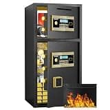 Large Double-Door Coin-Operated Safe Box with Key for Home, Money Safes with Code, Lockbox for Office & Hotel, Digital Security Safe with Fireproof & Waterproof Bag, 7.0 Cubic Feet Safe with Hidden C