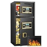 Large Double-Door Coin-Operated Safe Box with Key for Home, Money Safes with Code, Lockbox for Office & Hotel, Digital Security Safe with Fireproof & Waterproof Bag, 7.0 Cubic Feet Safe with Hidden C