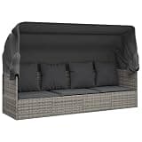KTHLBRH Outdoor Lounge Bed with Removable Cushions and Adjustable Armrests on a Durable Frame in Grey