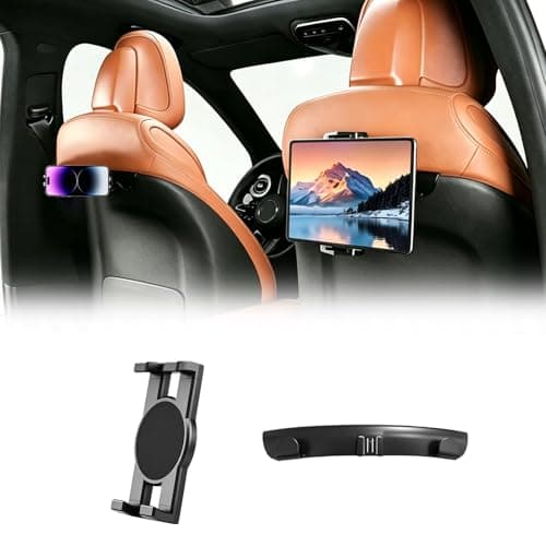 Erivis Car Tablet Holder with Hooks for Mercedes-Benz GLC-Class GLC 300 GLC 260L C-Class C300 C260L E-Class E300L E350 Accessories, Car Headrest Mount Holder for 4.7-12.9 Inch Phones & Tablets, Black