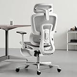 Hbada Ergonomic Office Chair with 3D Adjustable Armrests, Adjustable Lumbar Support High Back for Computer Chair, Big and Tall Mesh Office Chair, Home Office Desk Chairs White