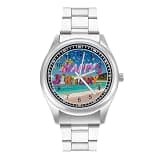 FodPand Mens Stainless Steel 3-Hand Analog Watch Easy Reader 40mm Dial
