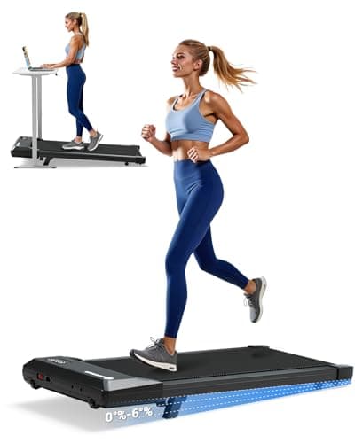 DeerRun Under Desk Walking Pad Treadmill for Home & Office, 6% Manual Incline, 2.5 HP, 0.6–3.8 MPH Walking Speed, 300 lb Capacity, App & Remote Control