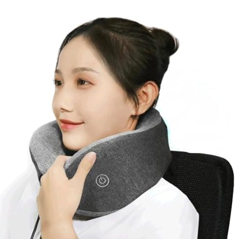 Ergonomic Neck & Shoulder Massager Pillow, Trigger Point Muscle Therapy Device, Portable Rest Cushion for Mid-Day Sleep (Gray)