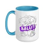 Purple Salut! Purple Graphic Ceramic Mug, Blue/White, 15oz